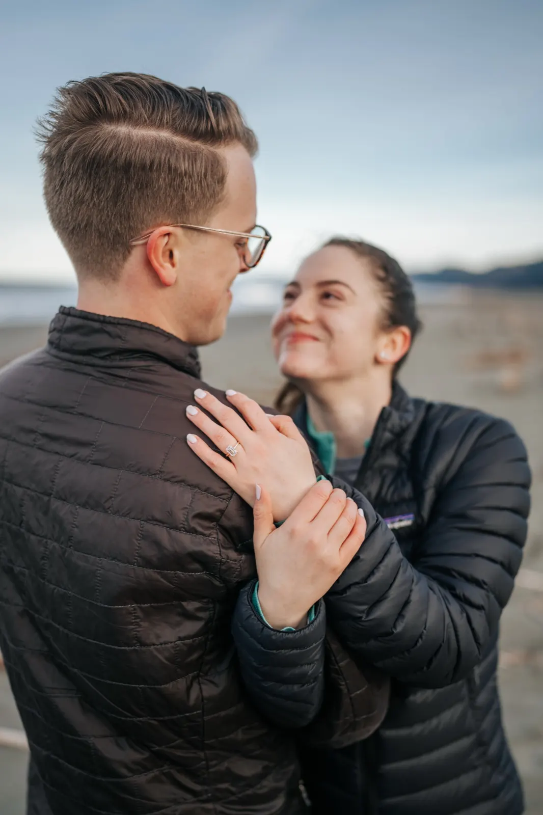 Grant proposing on a forest trail