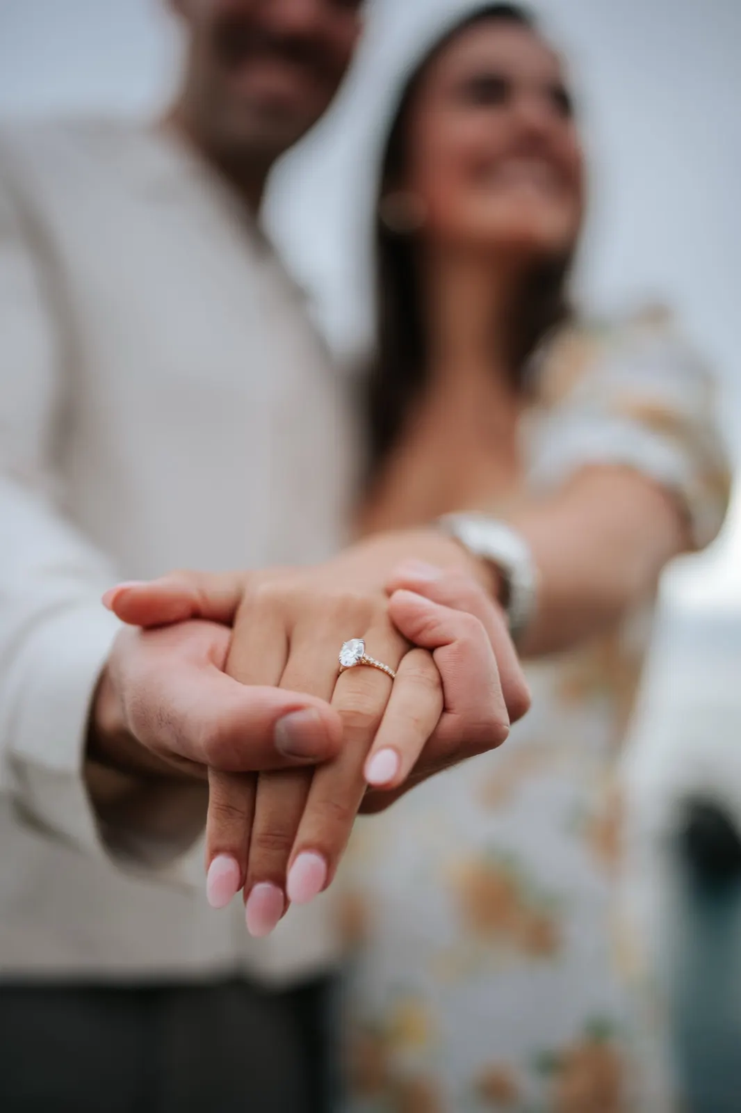 Olivia and Michael in a relaxed engagement portrait