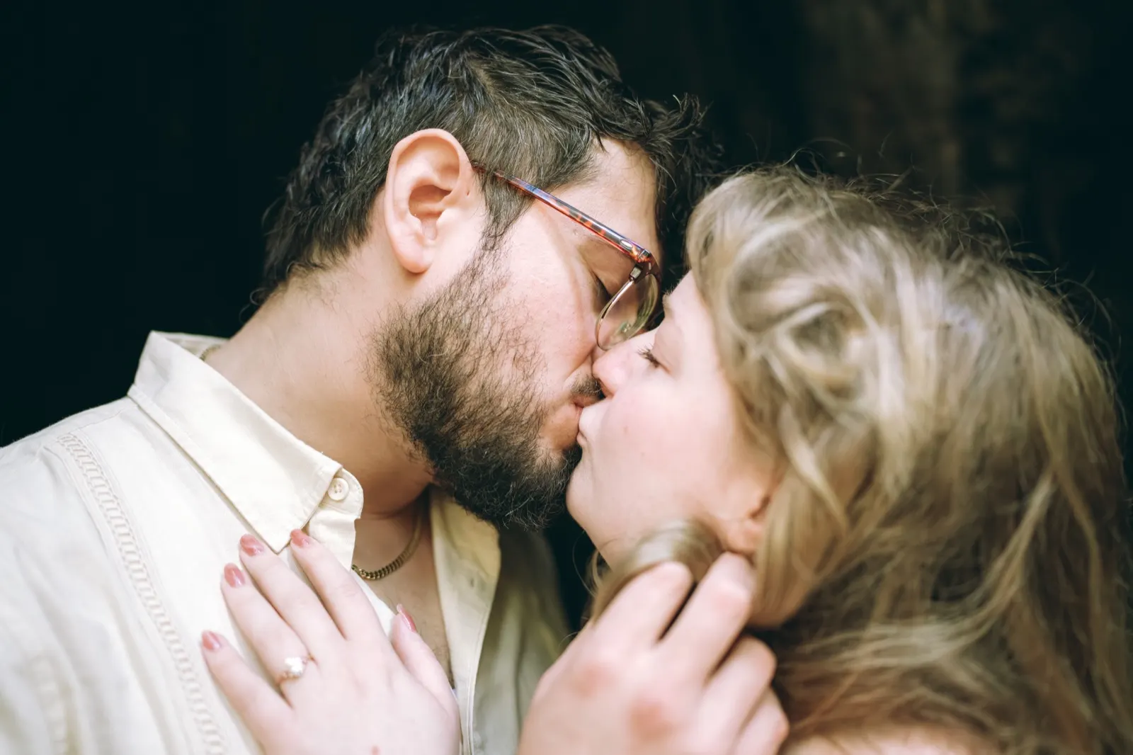 Stephanie and Christian in a candid post-proposal moment