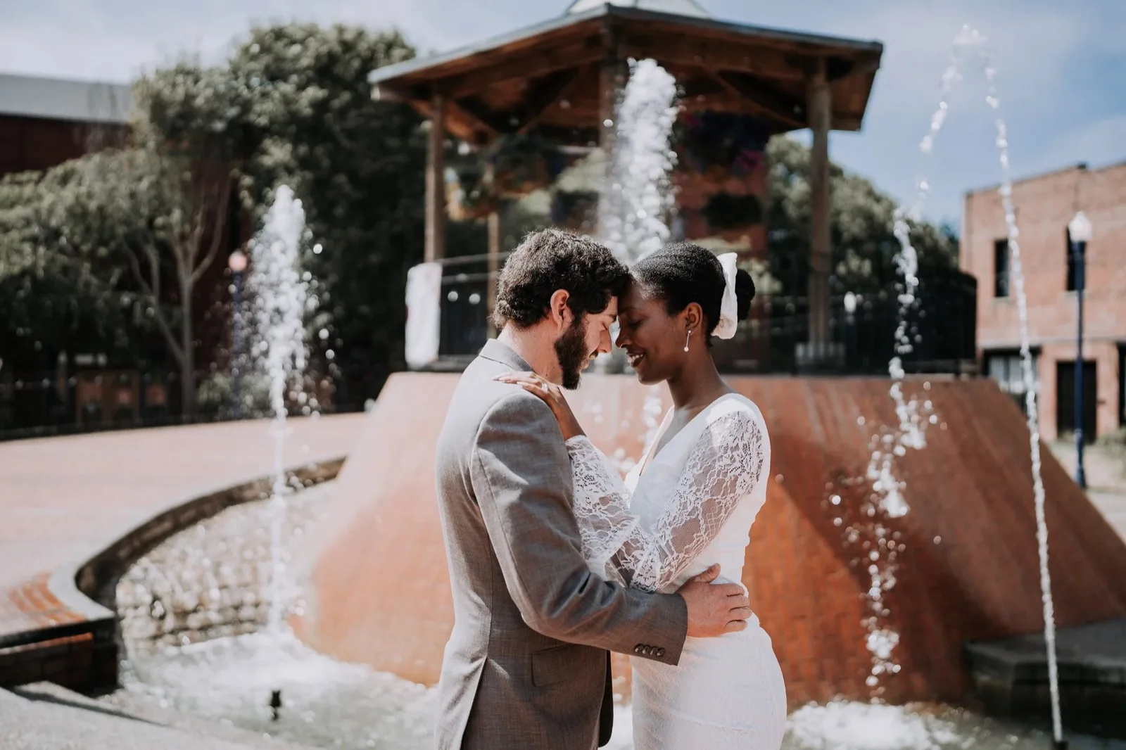 Wedding moment captured in Old Town Eureka, California