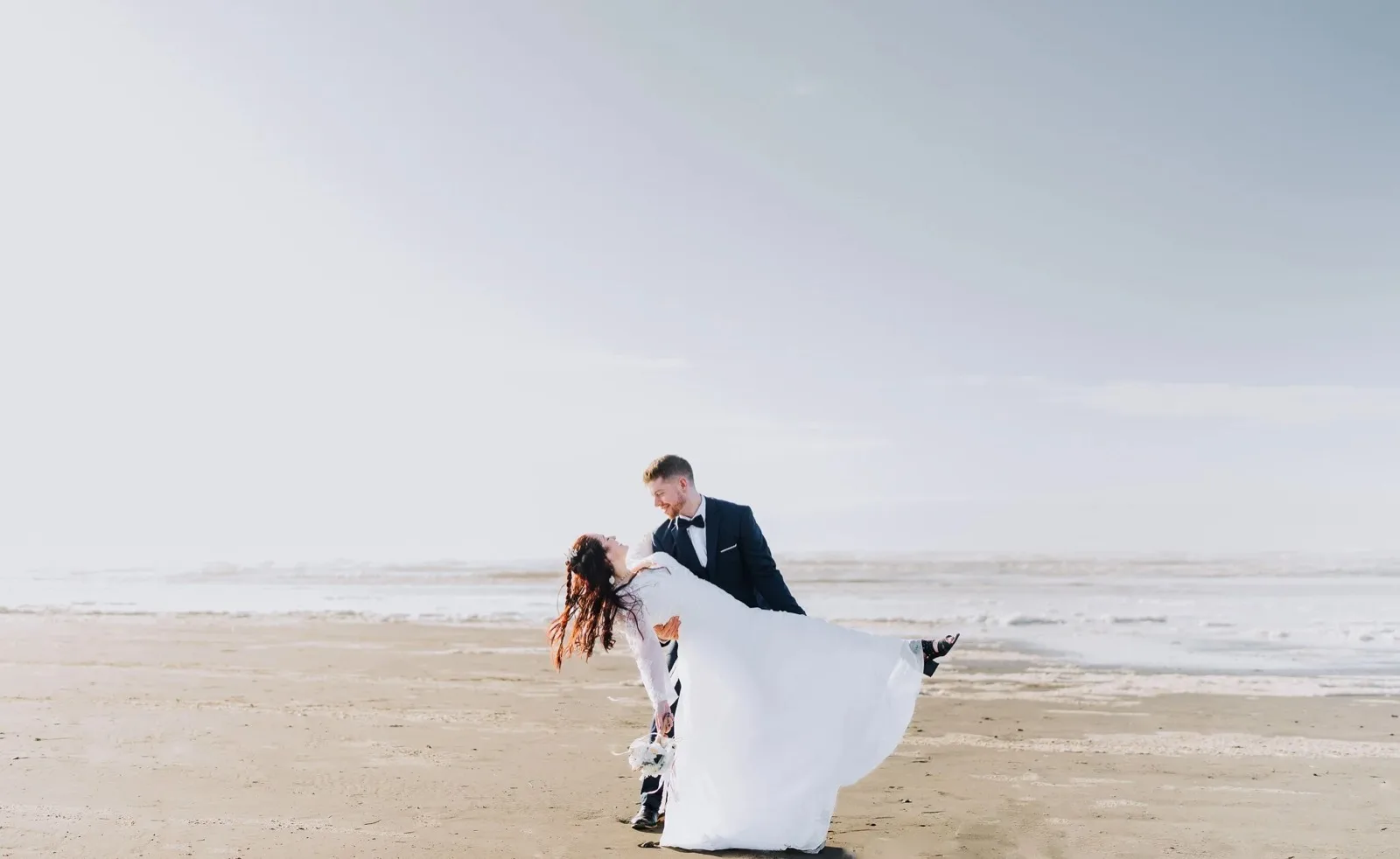 Bride and groom among the redwoods. Trinidad, California wedding photography